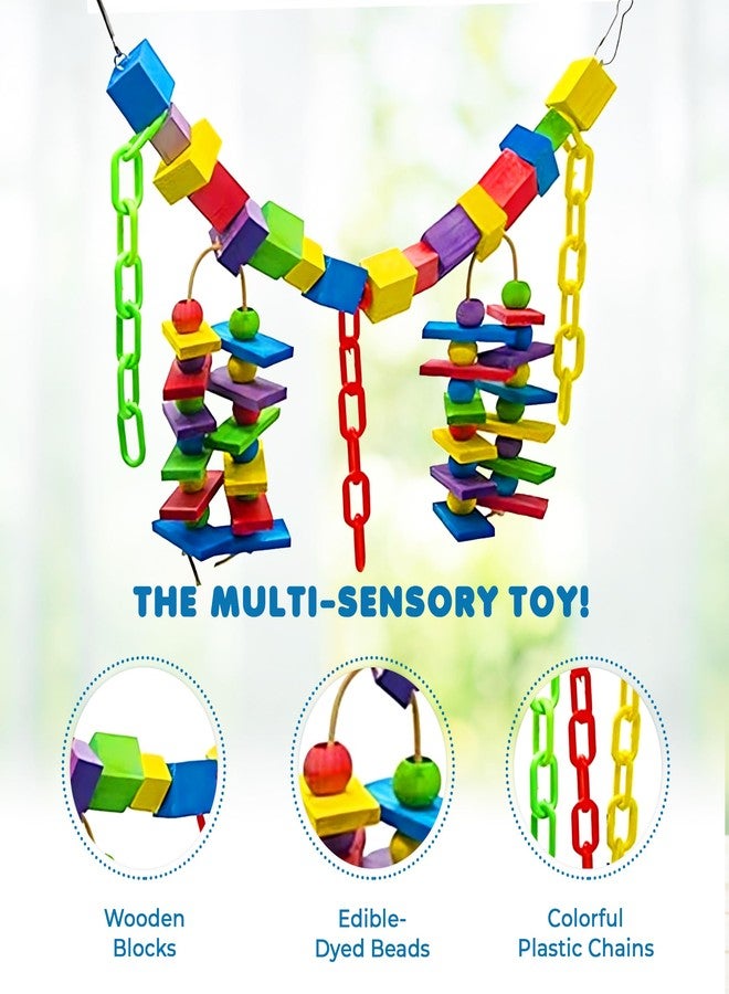 صن جرو لعبة ببغاء من صن جرو، 19 بوصة × 7.5 بوصة، خرز خشبي ملون وسلسلة معدنية للتعليق، متعددة الألوان، قطعة واحدة في العبوة - Image 3